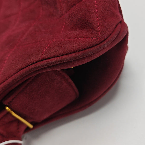 Quilted Suede Top Handle Bag Red