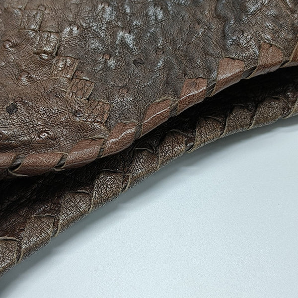 Ostrich Top Handle Bag Brown
