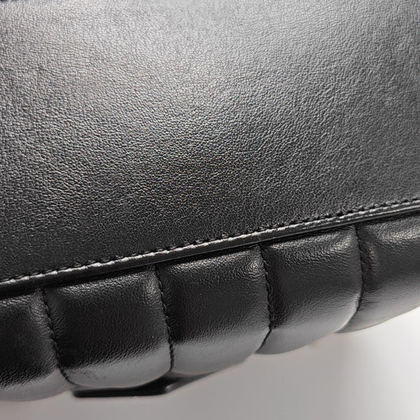 Chevron Leather Tote Bag Black