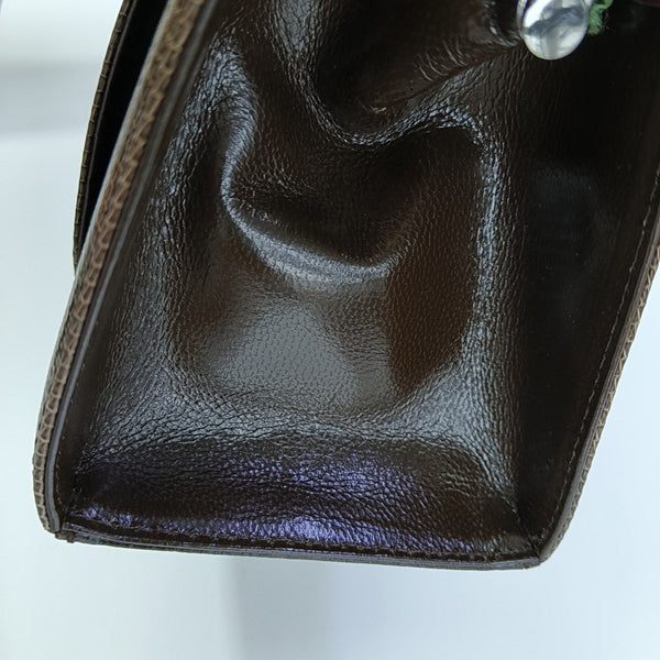 Lizard Top Handle Bag Brown