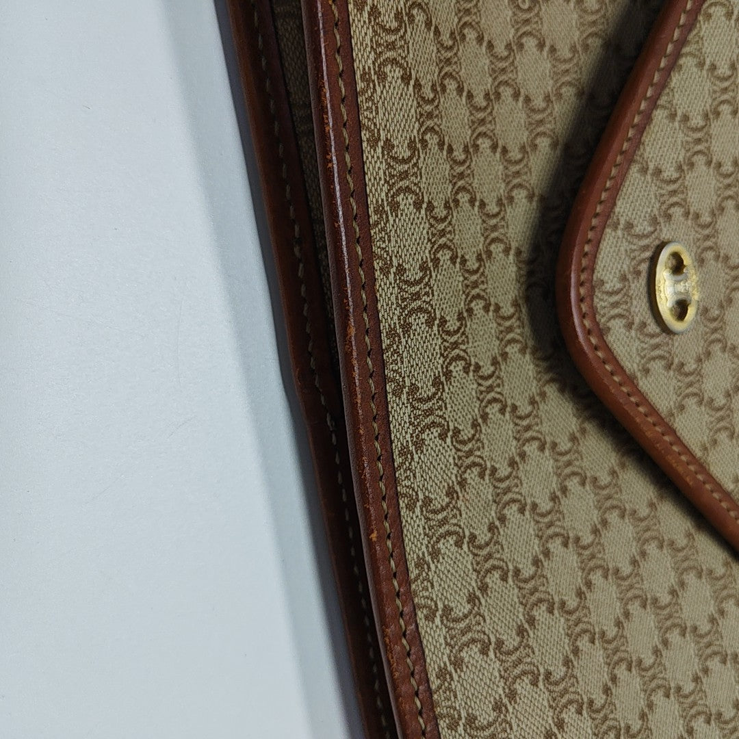 Coated Canvas Clutch Beige