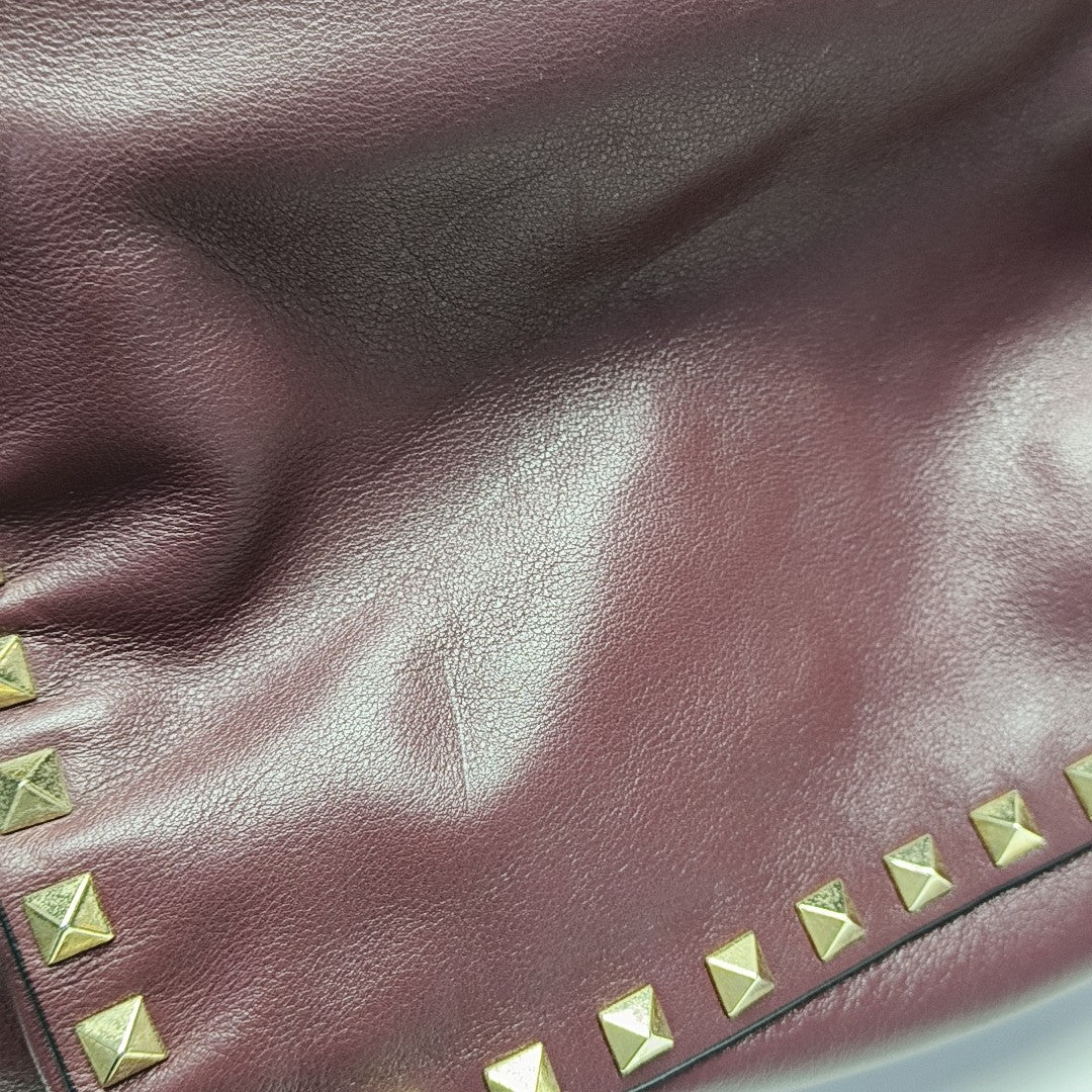 Rockstud Small Calfskin Red