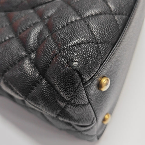 COCO HANDLE Large Quilted Grained Calfskin Black