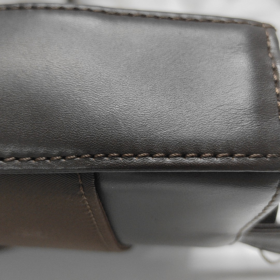 Fabric Top Handle Bag Brown