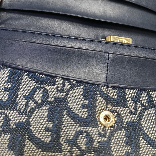 Oblique Coated Canvas Wallet Blue