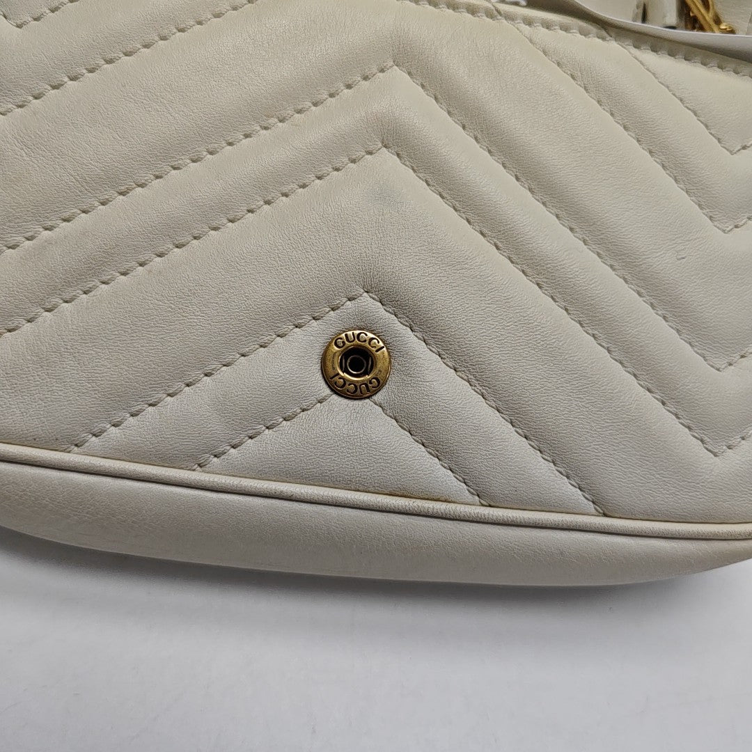 GG Marmont Mini Quilted Calfskin White