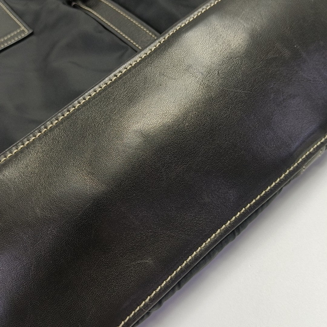 Quilted Nylon Top Handle Bag Black