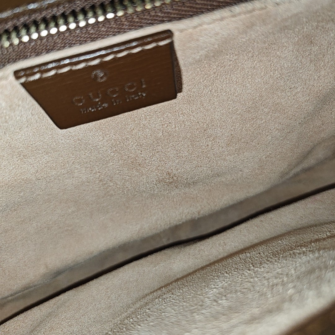 Horsebit 1955 Medium Monogram Coated Canvas Beige