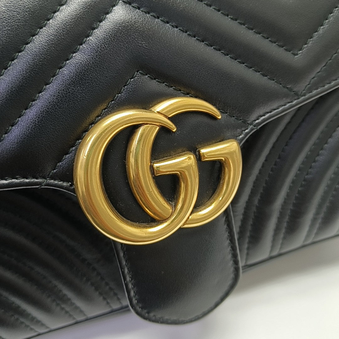 GG Marmont Small Quilted Calfskin Black