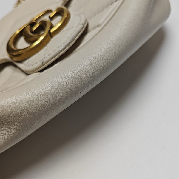 GG Marmont Mini Quilted Calfskin White