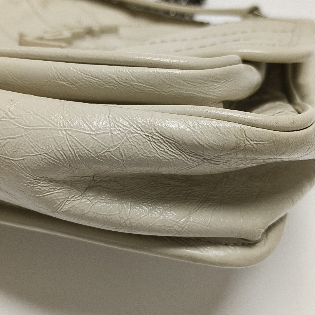 NIKI Small Chevron Calfskin White