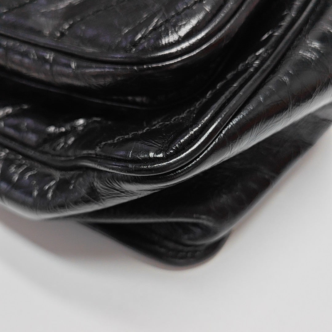 NIKI Medium Chevron Calfskin Black