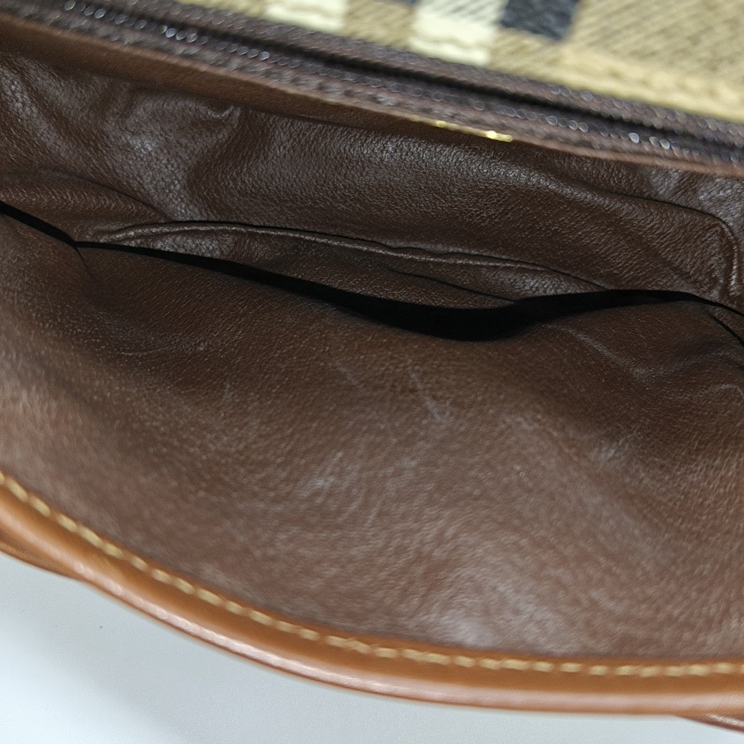 Coated Canvas Shoulder Bag Beige