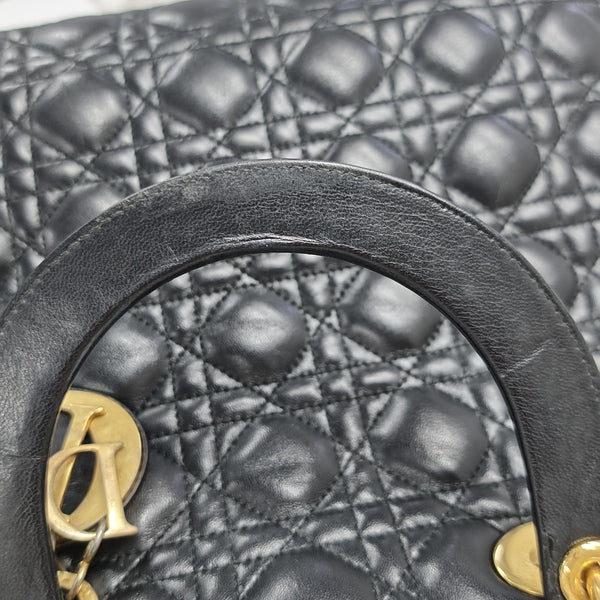 Lady Dior Large Cannage Lambskin Black