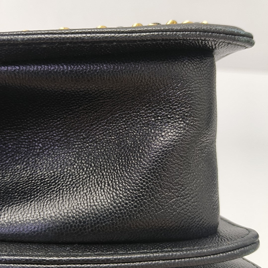 BOY CHANEL Medium Quilted Grained Calfskin Black