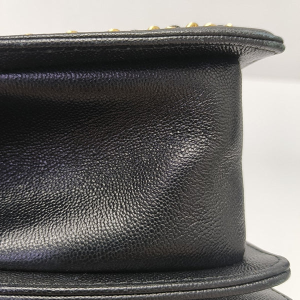 BOY CHANEL Medium Quilted Grained Calfskin Black