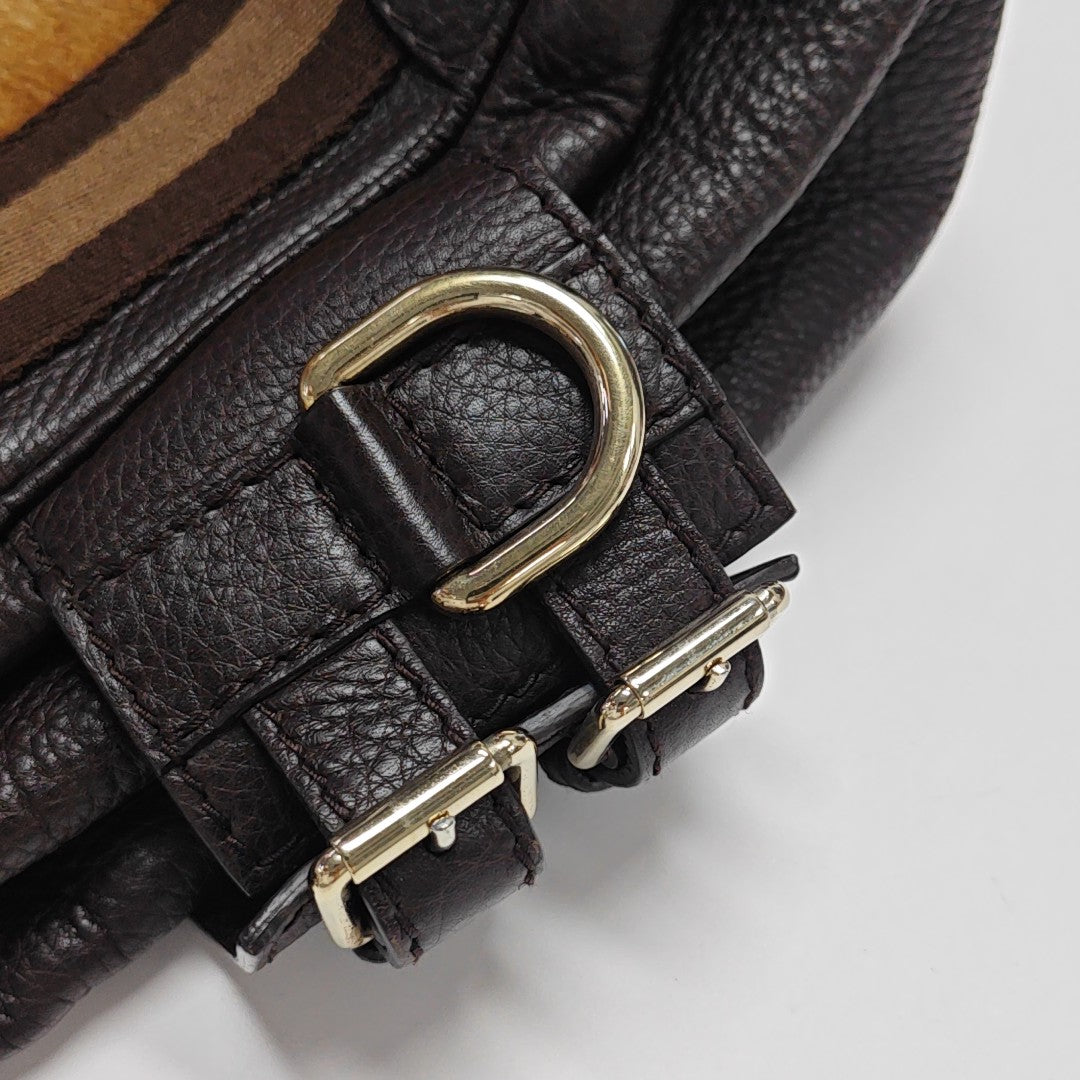 Calfskin Top Handle Bag Brown