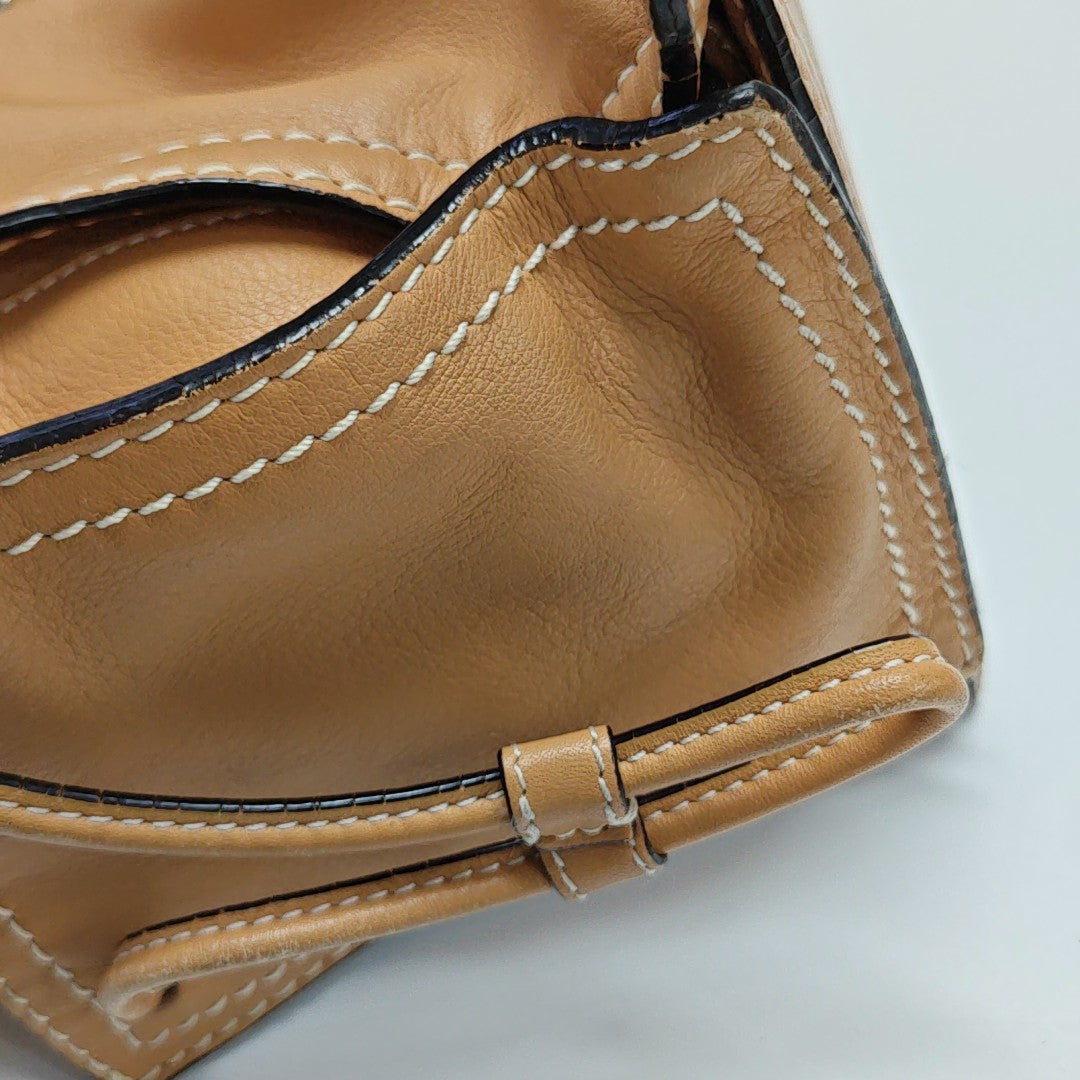 Calfskin Top Handle Bag Brown
