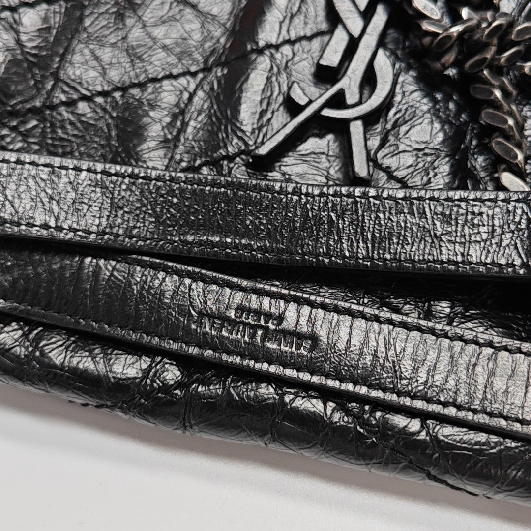 NIKI Medium Chevron Calfskin Black