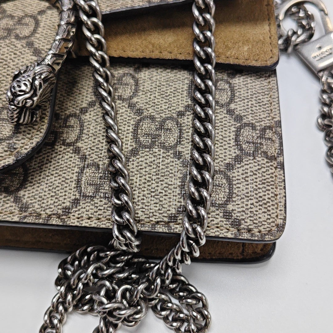 Dionysus Super Mini Monogram Coated Canvas Beige