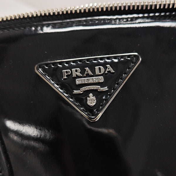Patent Leather Top Handle Bag Black