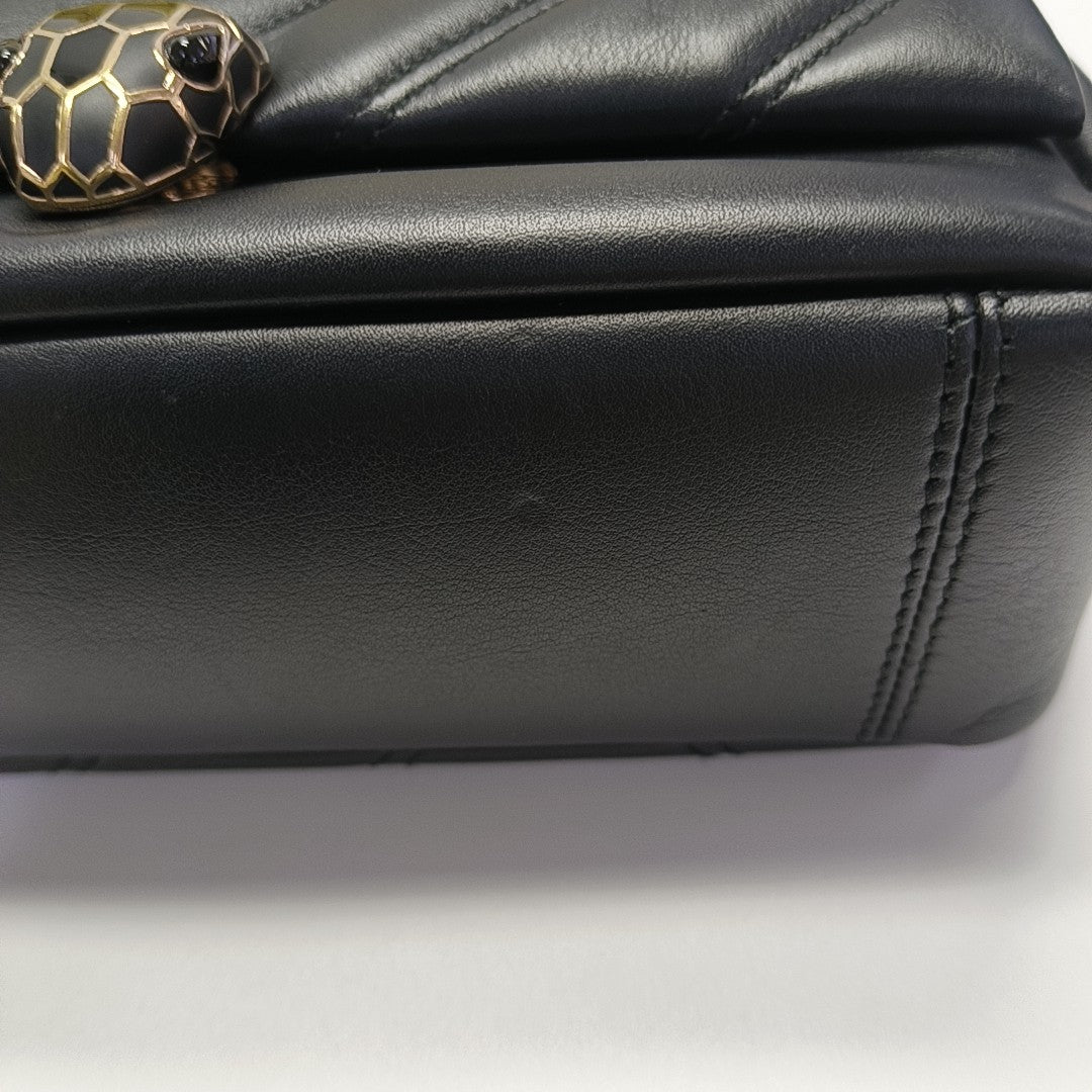 SERPENTI CABOCHON Small Quilted Calfskin Black