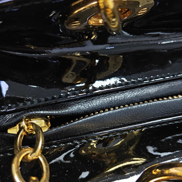 Lady Dior Medium Cannage Patent Leather Black