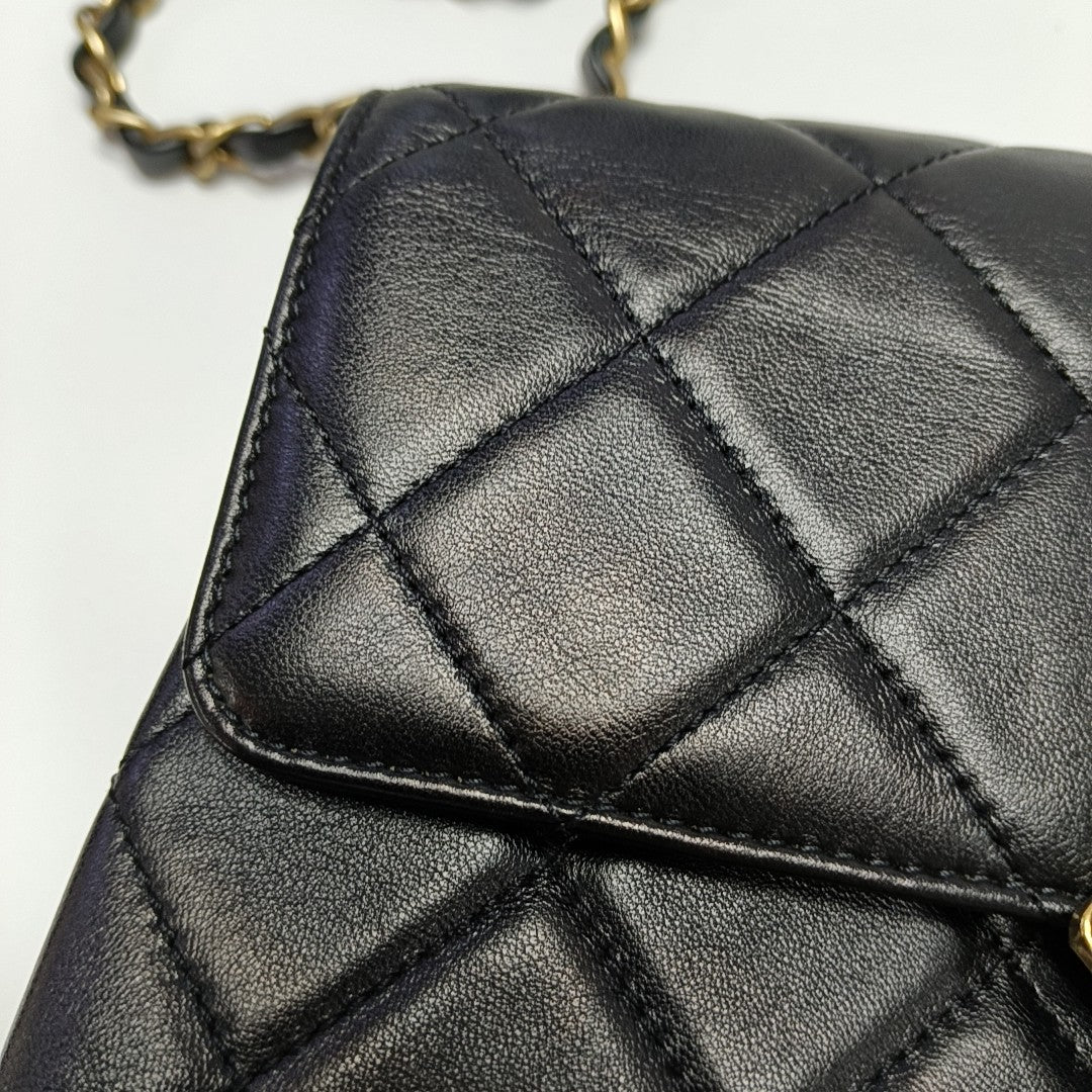 WOC Quilted Lambskin Black