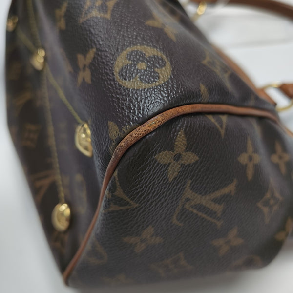 Monogram Coated Canvas Top Handle Bag Brown
