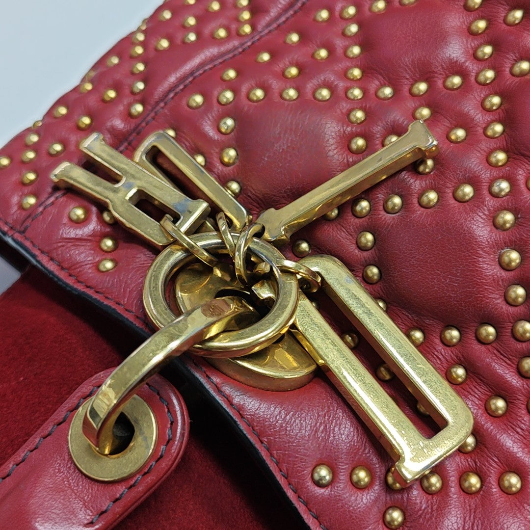 Lady Dior Mediano Piel de Becerro Roja