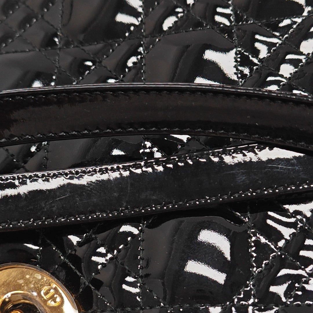 Lady Dior Large Patent Leather Black