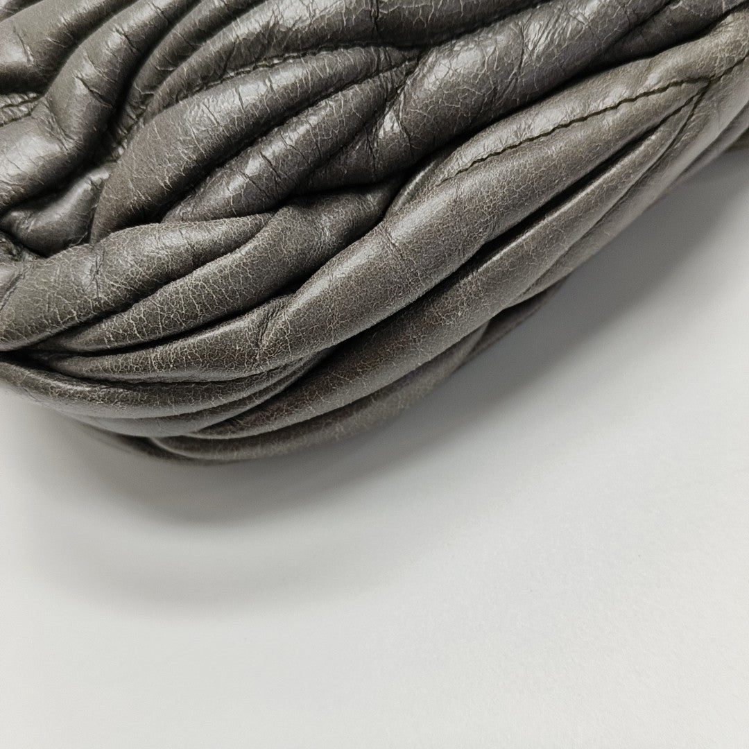 Miu Coffer Quilted Lambskin Gray