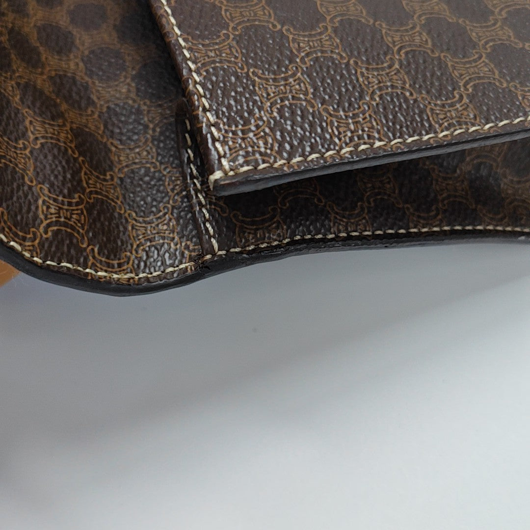 Coated Canvas Top Handle Bag Brown
