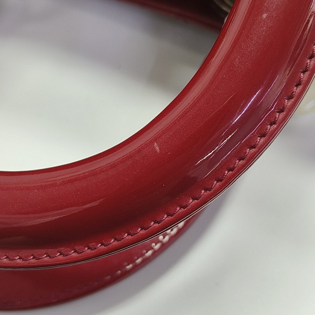 Lady Dior Medium Cannage Patent Leather Red