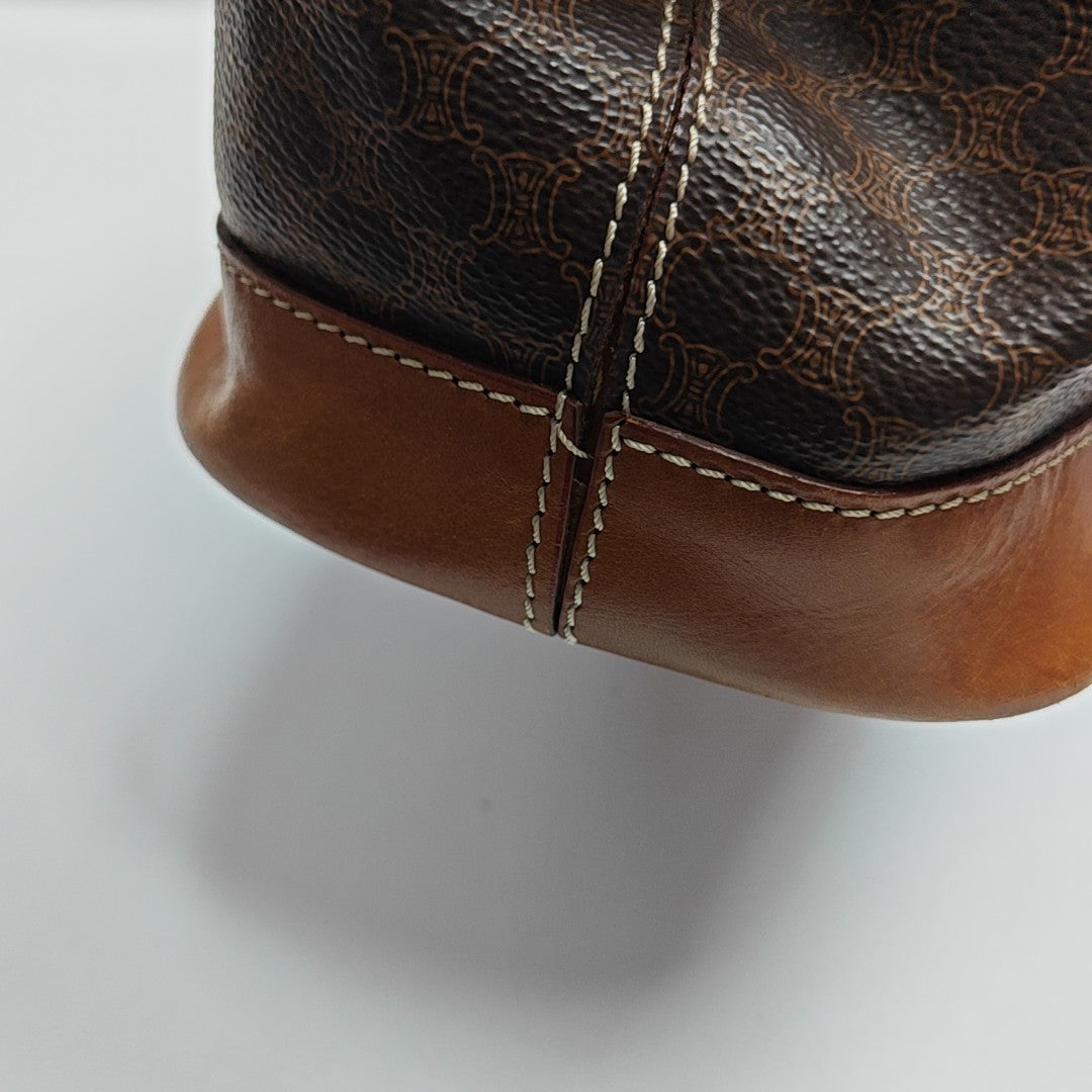 Coated Canvas Top Handle Bag Brown