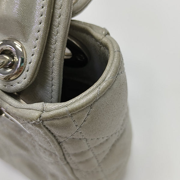 Lady Dior Mini Cannage Lambskin Gray