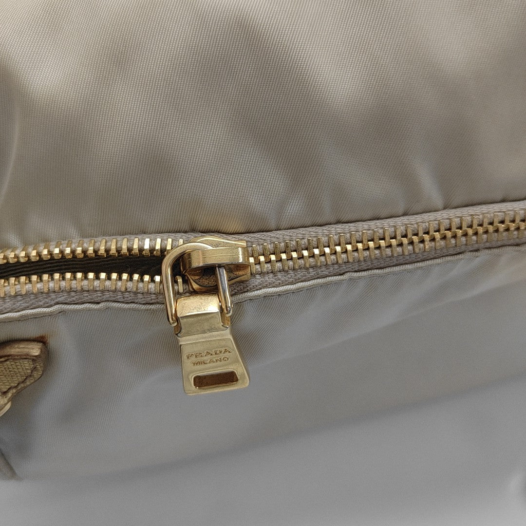 Nylon Shoulder Bag Beige