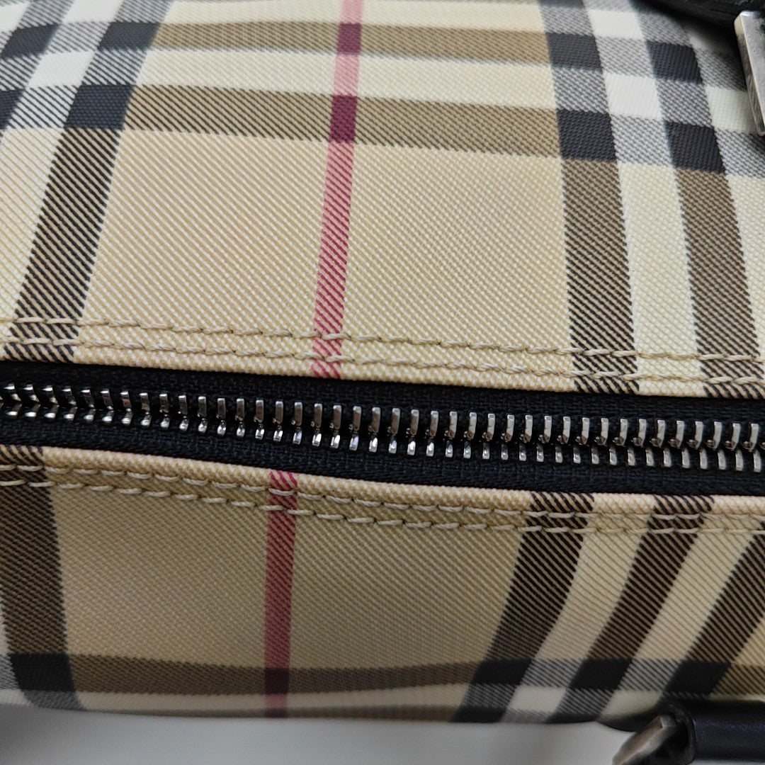 Coated Canvas Top Handle Bag Beige