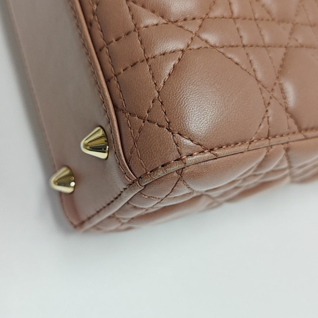Lady Dior Small Cannage Lambskin Beige