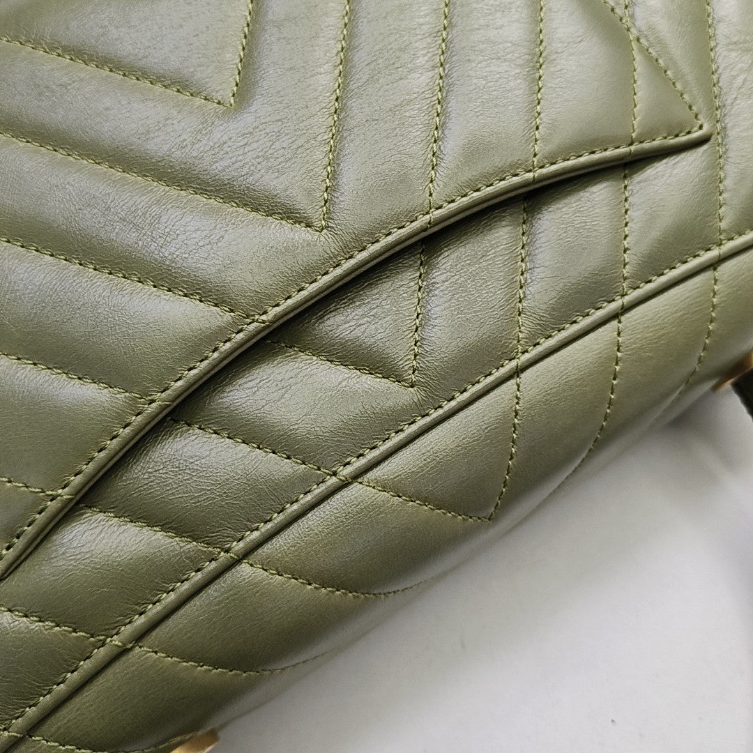 COCO HANDLE Medium Chevron, Quilted Calfskin Green