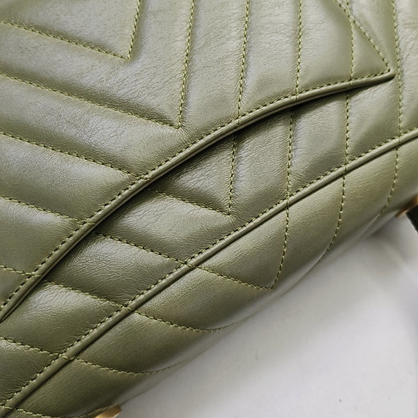 COCO HANDLE Medium Chevron, Quilted Calfskin Green