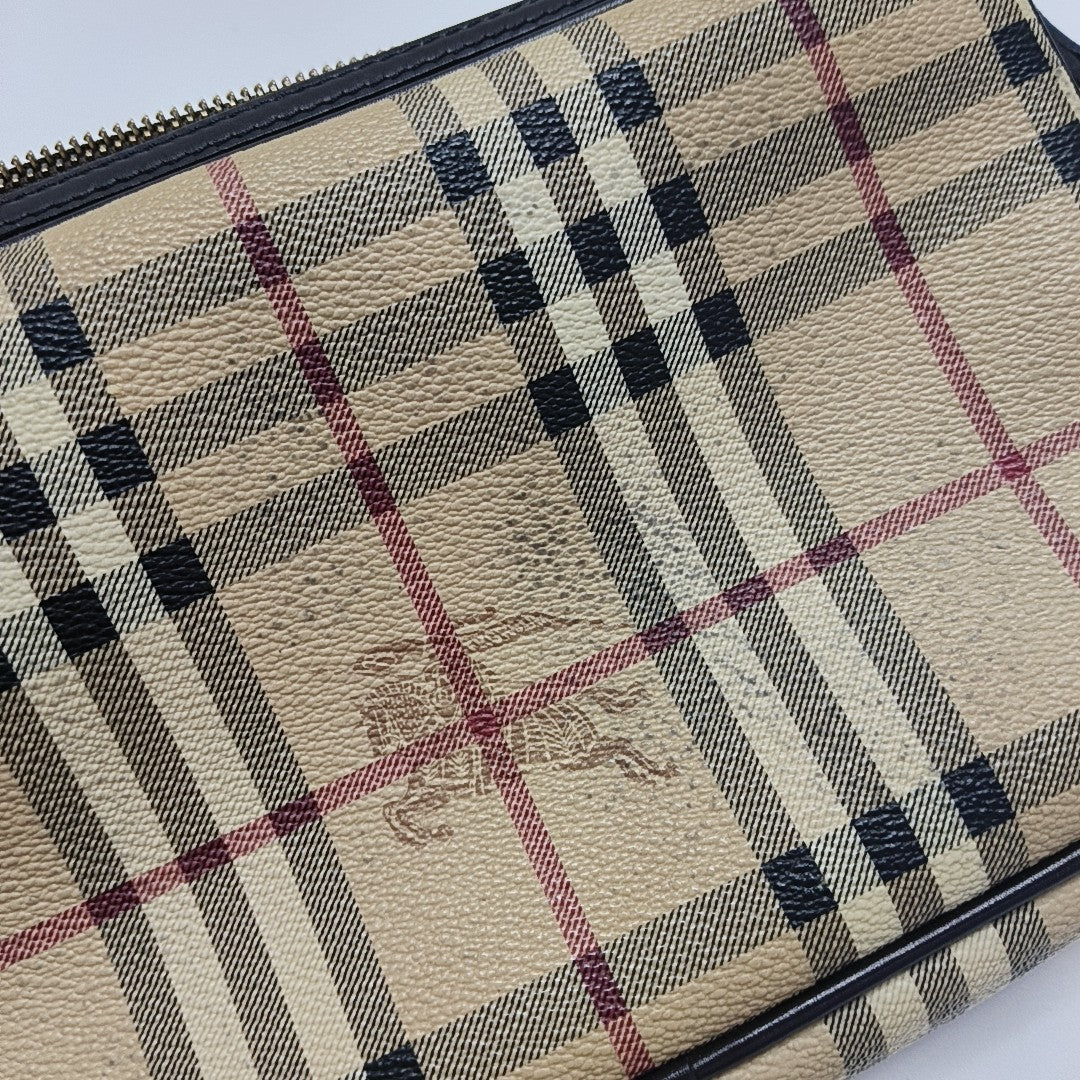 Coated Canvas Clutch Beige