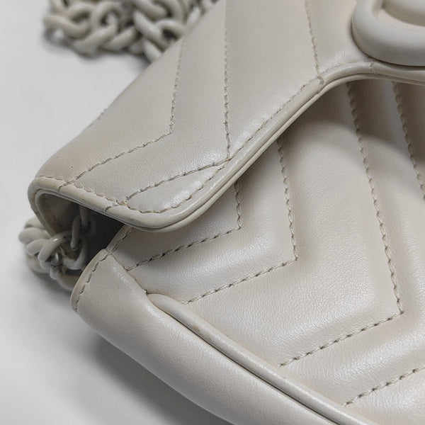 GG Marmont Mini Quilted Calfskin White