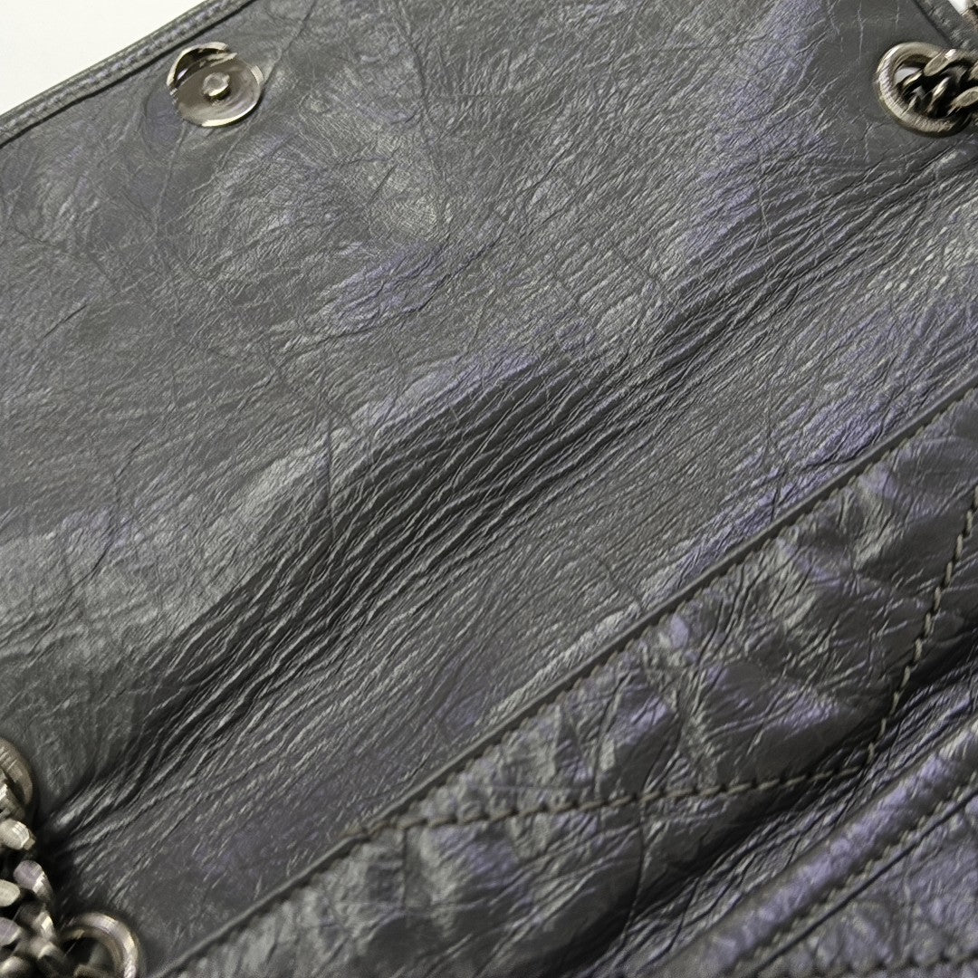 NIKI Medium Chevron Calfskin Gray