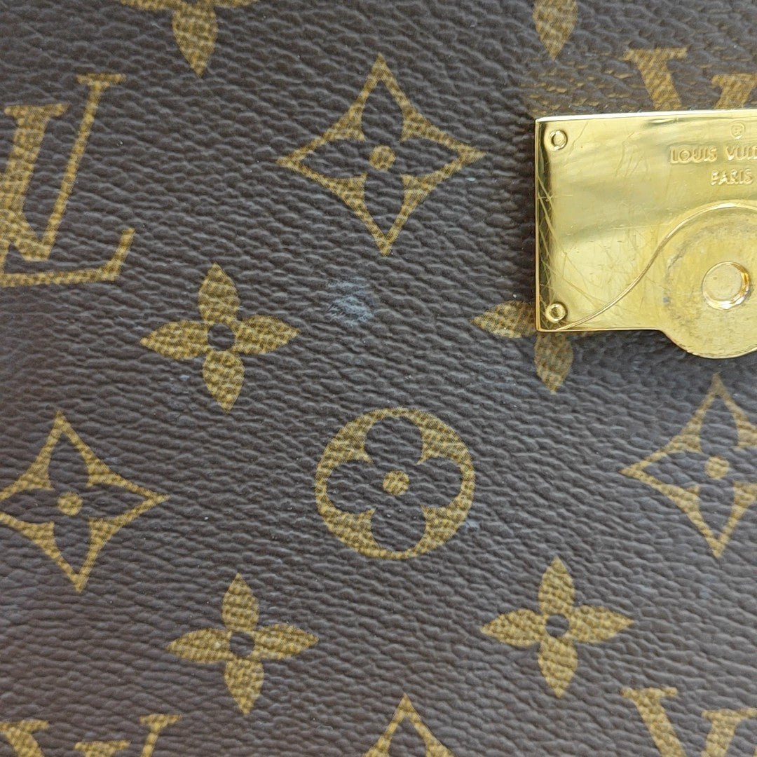 CLUNY MM Monogram Coated Canvas Brown