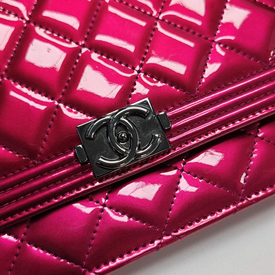 BOY CHANEL WOC Quilted Patent Leather Red