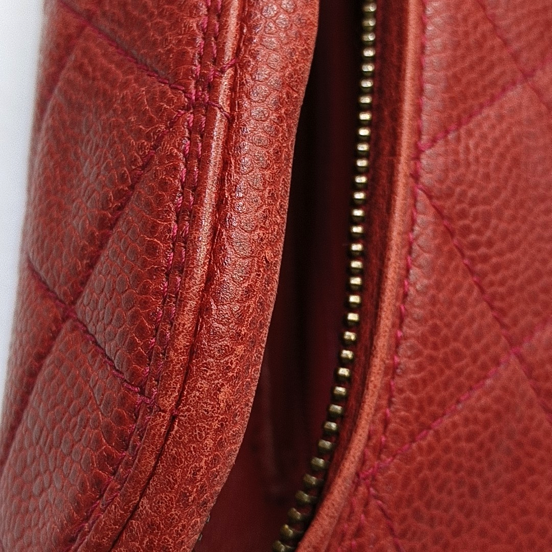 Quilted Grained Calfskin Red