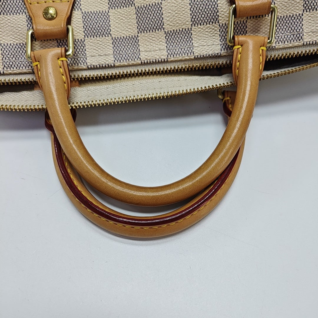 SPEEDY 30 Damier Azur Coated Canvas White