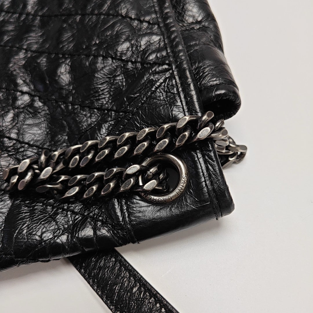 NIKI Large Chevron Calfskin Black