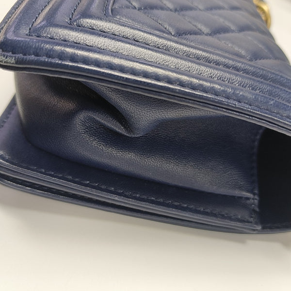 BOY CHANEL Small Quilted Lambskin Blue